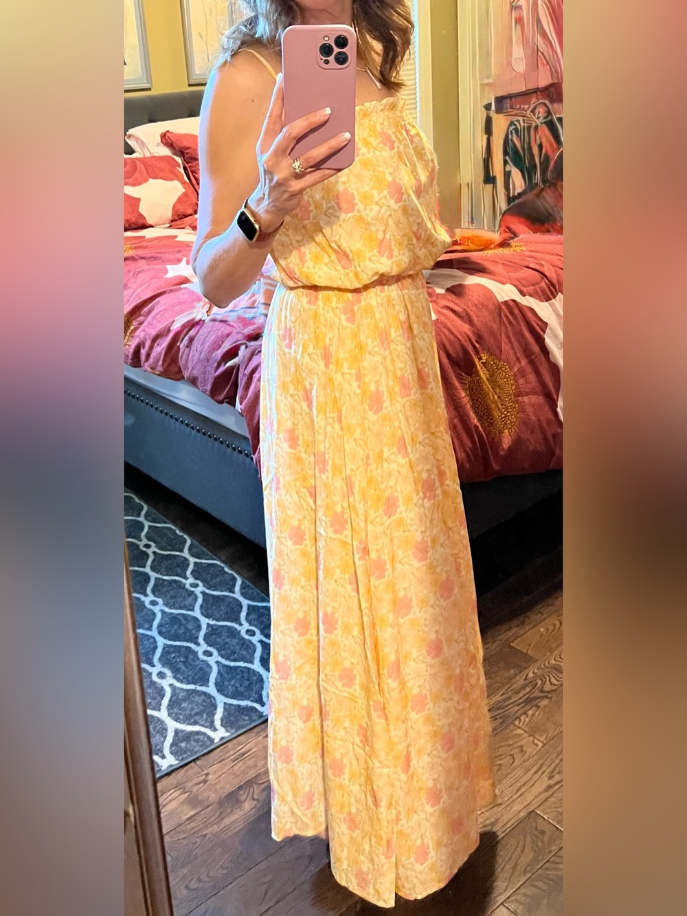 Jackson Rowe Yellow and Pink Floral Maxi Skirt and sleeveless top